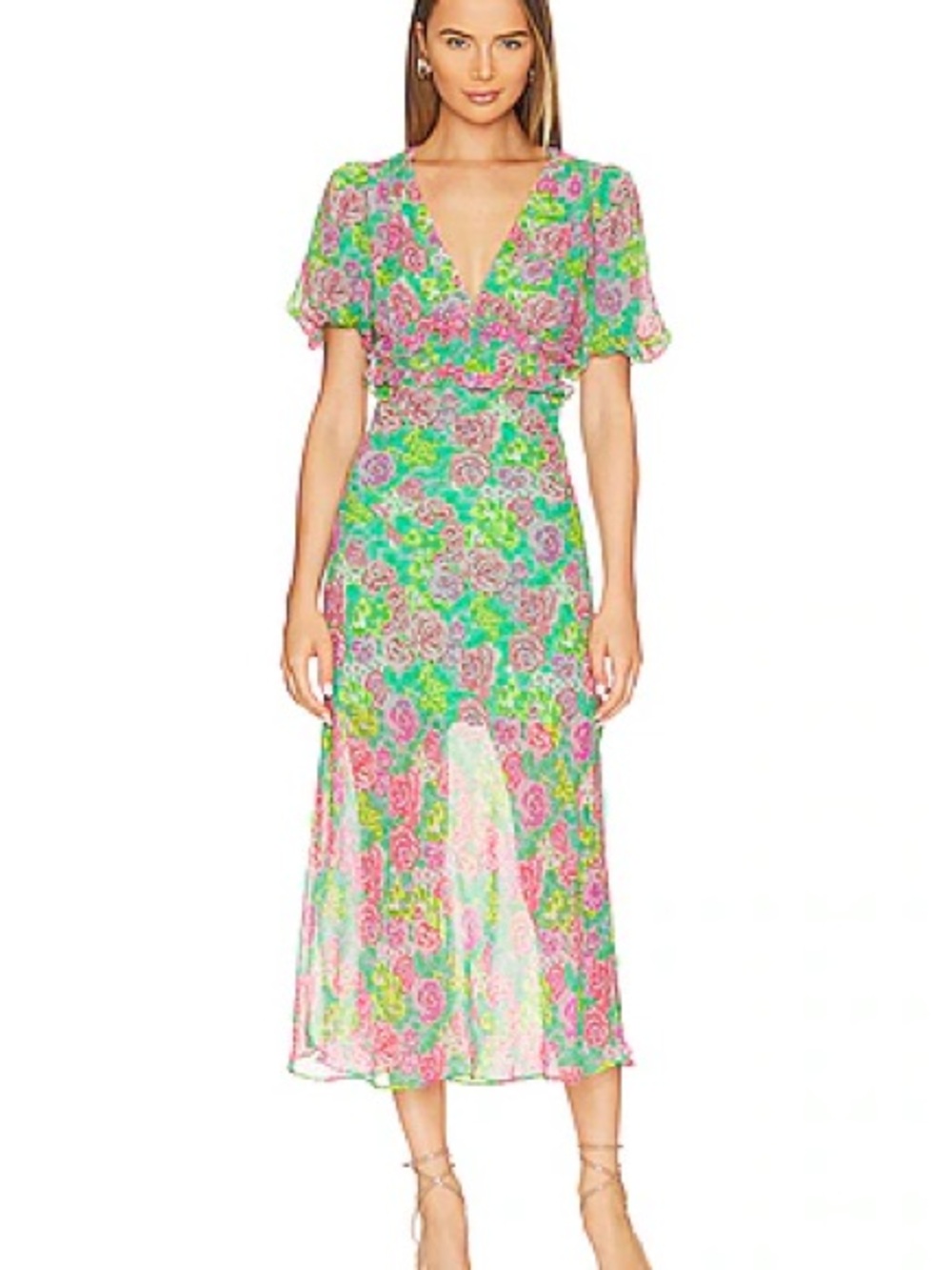 ASTR the Label Esperanza Dress in Green & Pink Multi